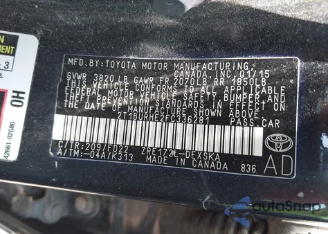 2015 Toyota Corolla S Plus из США, поврежденный, VIN 2T1BURHE2FC336281